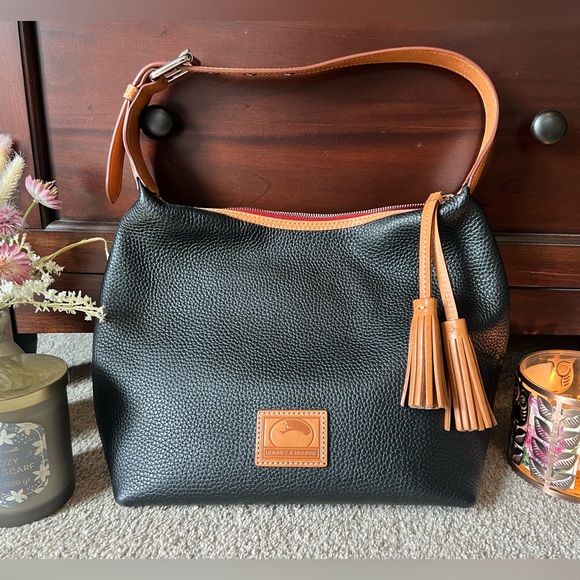 Dooney & Bourke Handbags - Dooney & Bourke Patterson Pebbled Black Leather Hobo Shoulder Bag